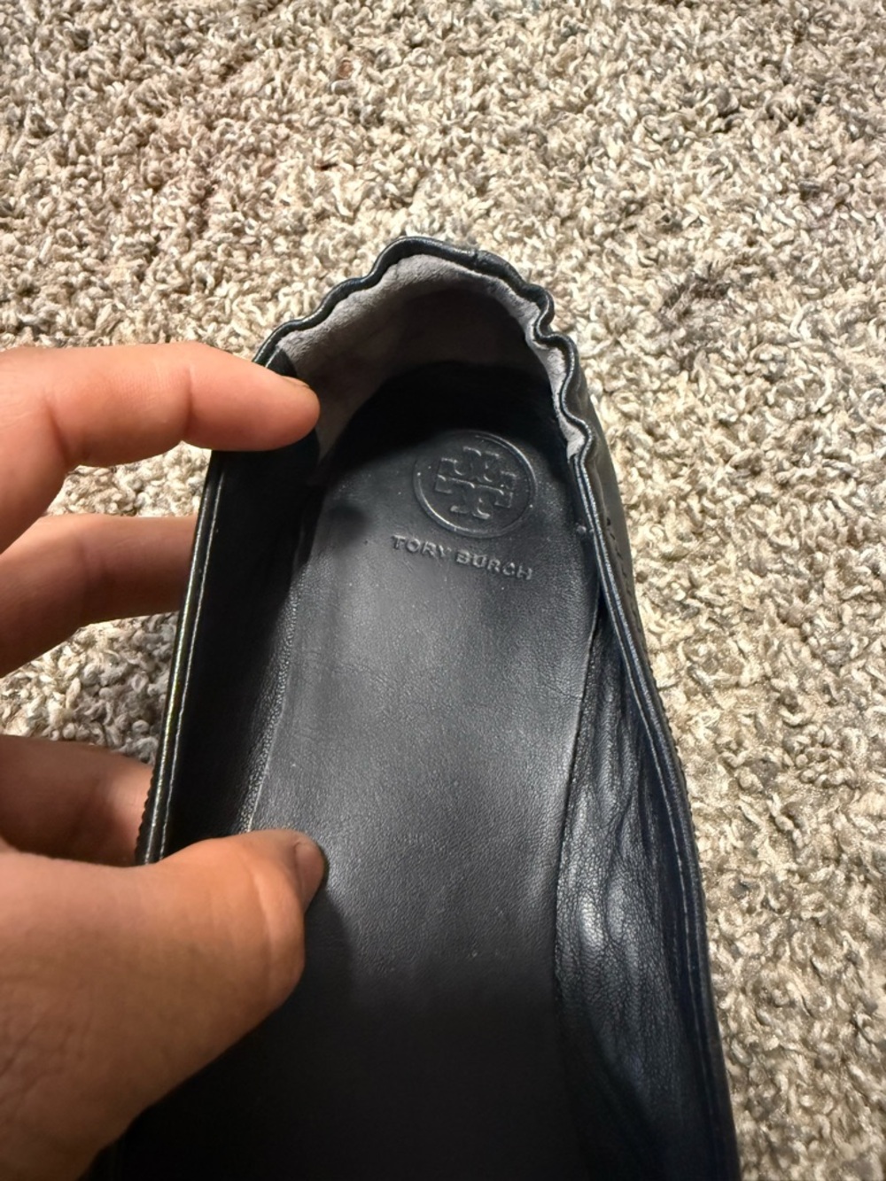 Tory Burch Black Logo Round-Toe Ballet Flats - Picture 4 of 5